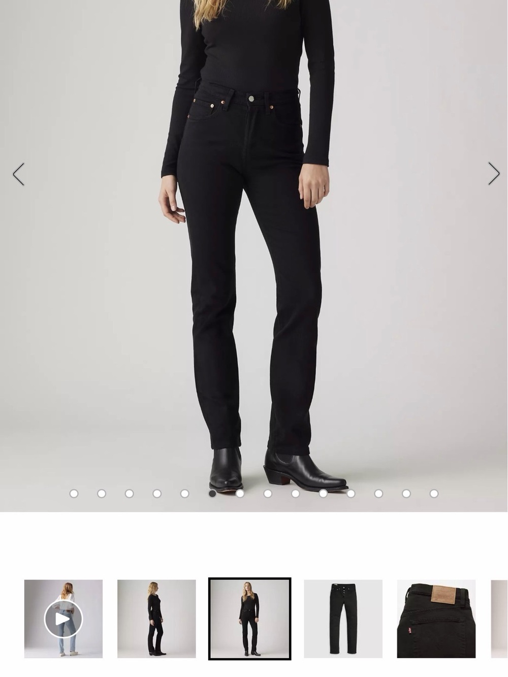Levi's 501 Women's Black Straight Leg Jeans Button Fly High Rise - Picture 7 of 8